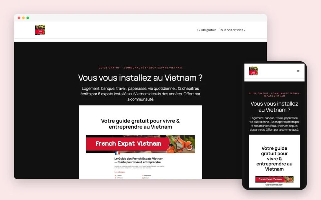 The French Expat Vietnam website on desktop and mobile
