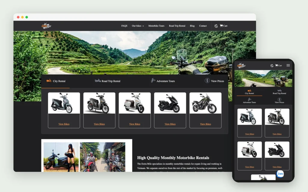 The Extra Mile website on desktop and mobile