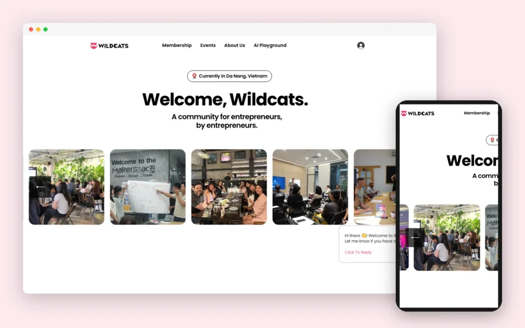 The Wildcats community website on desktop and mobile
