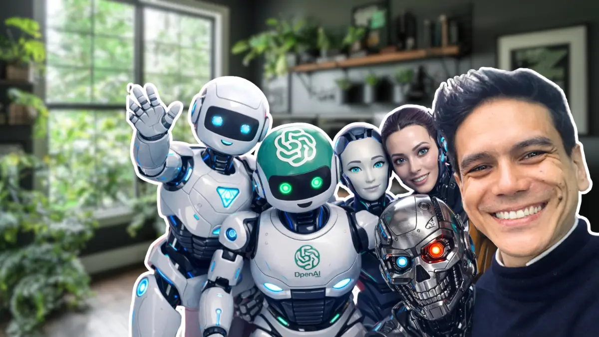 nicolas thanh selfie with ai robot friends