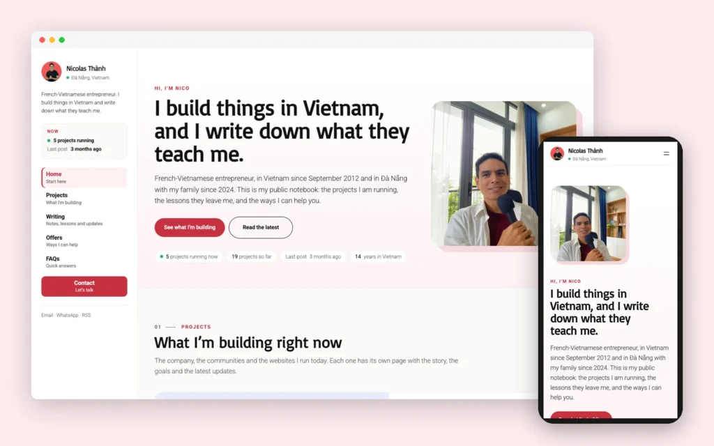 nicolasthanh.com on desktop and mobile